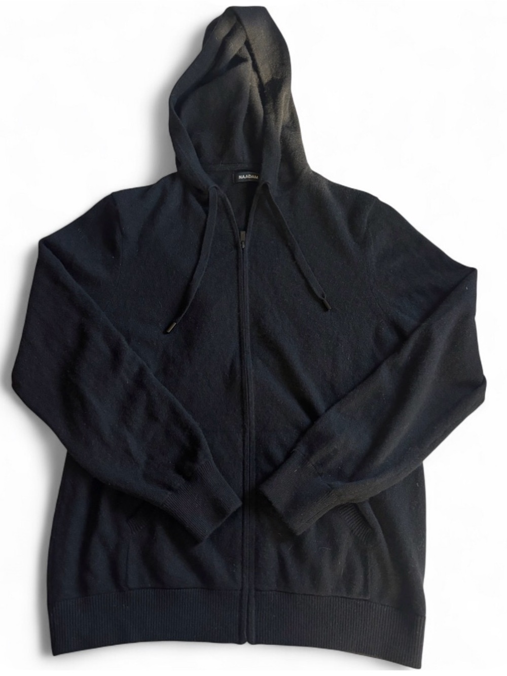Naadam 100% Cashmere Zip Hoodie Black L
